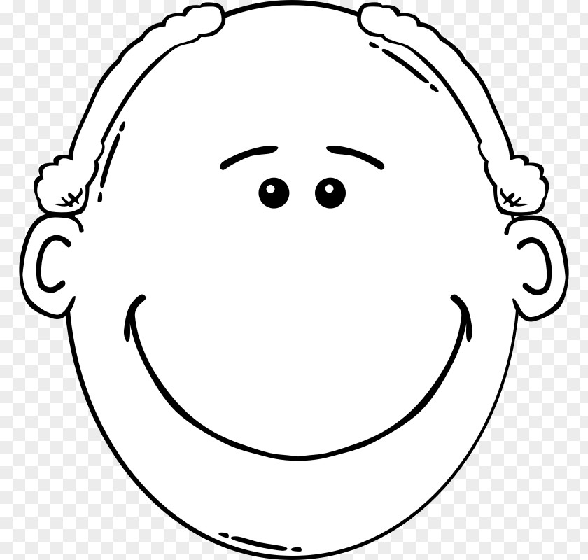 Cartoon Boy Face Black And White Clip Art PNG