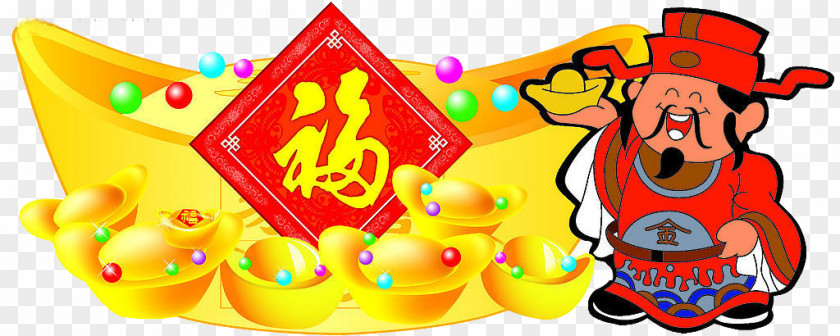 Cartoon Of The God Wealth Caishen Chinese New Year Sycee PNG