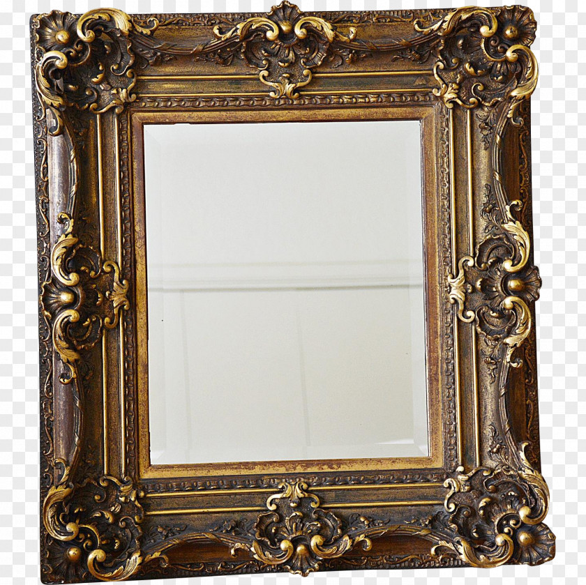 Mirror Picture Frames Brass Antique Rectangle PNG
