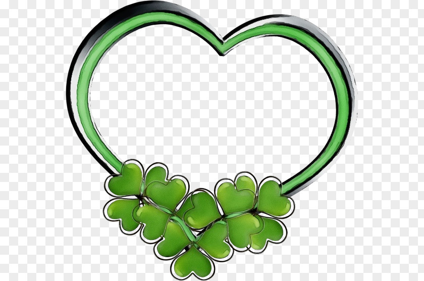 Plant Heart Green Leaf Watercolor PNG