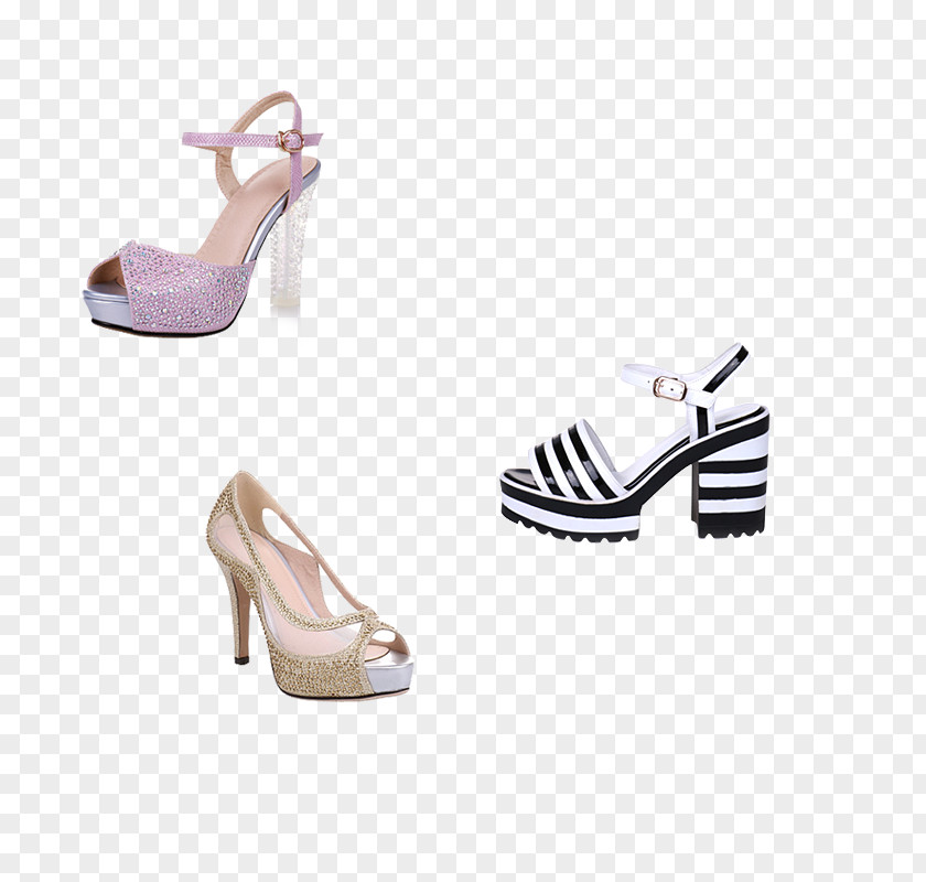 Three High-heeled Sandals Slipper Sandal Footwear Poster Shoe PNG