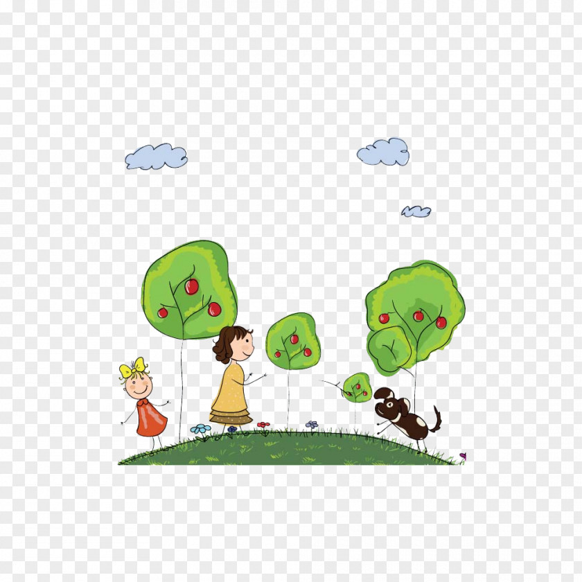 Cartoon Apple Orchard Child Drawing Illustration PNG