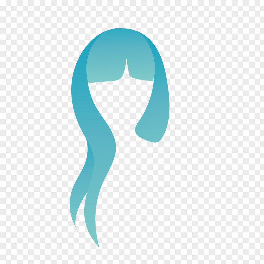 Blue Elegant Female Short Hair Wig Logo Clip Art PNG