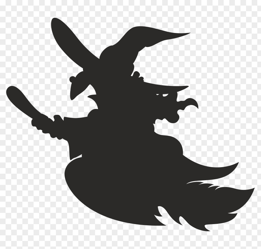 Broom Witch Flying Clip Art Cartoon Silhouette PNG