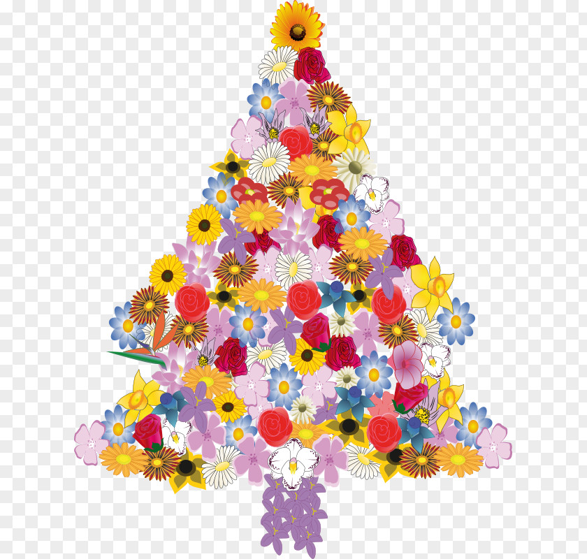 Flower Watercolor Santa Claus Christmas Tree Card Clip Art PNG