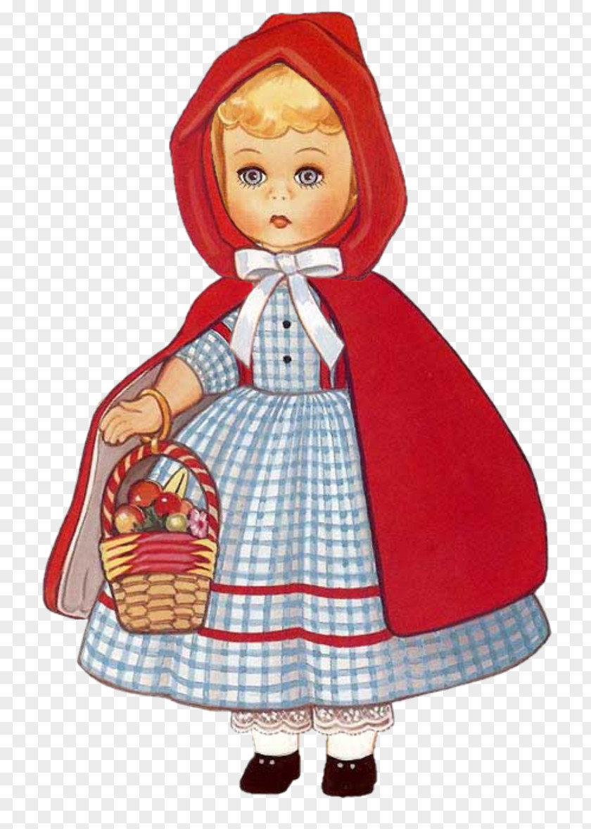 Red Riding Hood Doll Tartan Costume Design Figurine PNG