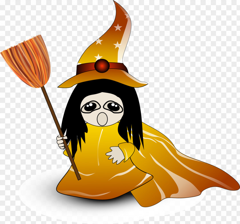 Vector Hand-painted Witch Boszorkxe1ny Cartoon Euclidean Illustration PNG