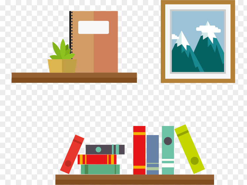 Vector Books Bookcase Shelf PNG