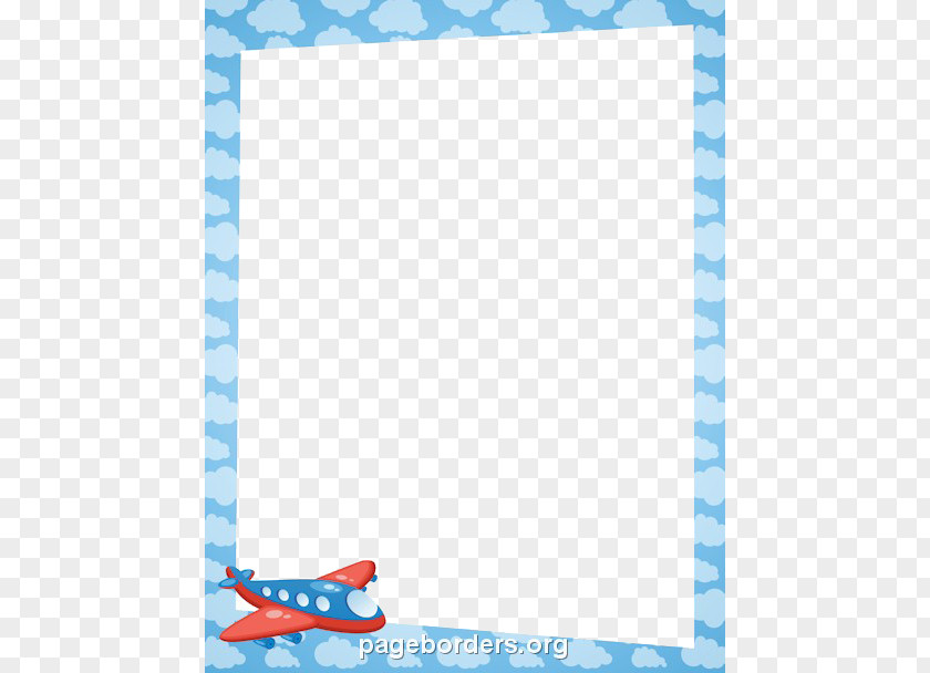 Aqua Border Frame Transparent Airplane Paper Clip Art PNG