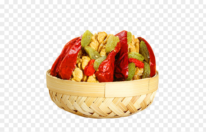 Bamboo Basket Of Assorted Jujube Walnut Clip Vegetarian Cuisine Junk Food PNG