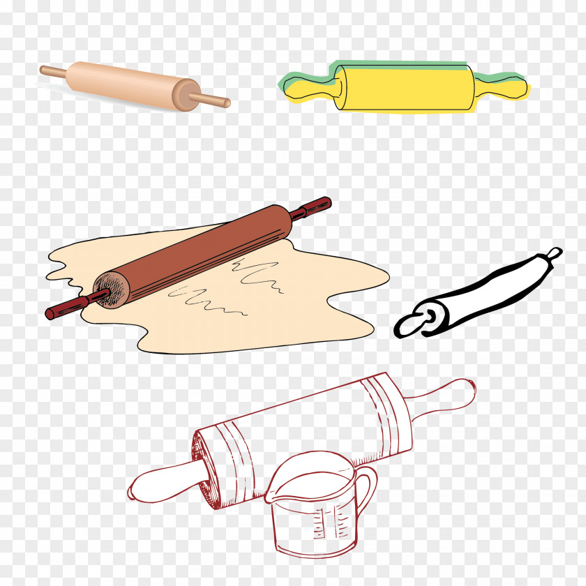 Creative Rolling Pin Collection Paper Kitchen Wood PNG