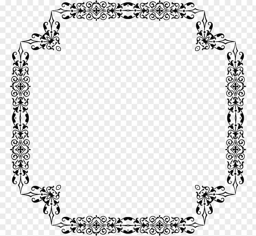 Picture Frames Borders And Ornamental Plant Black White PNG