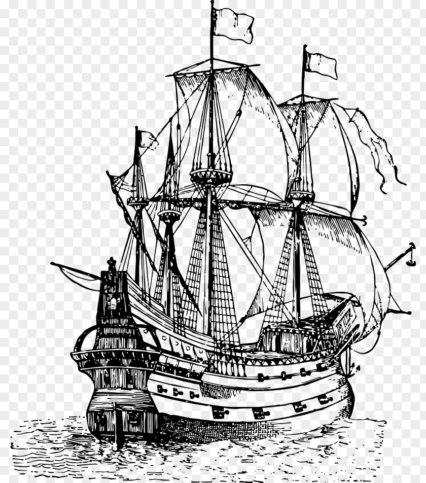 Pirate Ship Galleon Drawing Sailing Clip Art PNG
