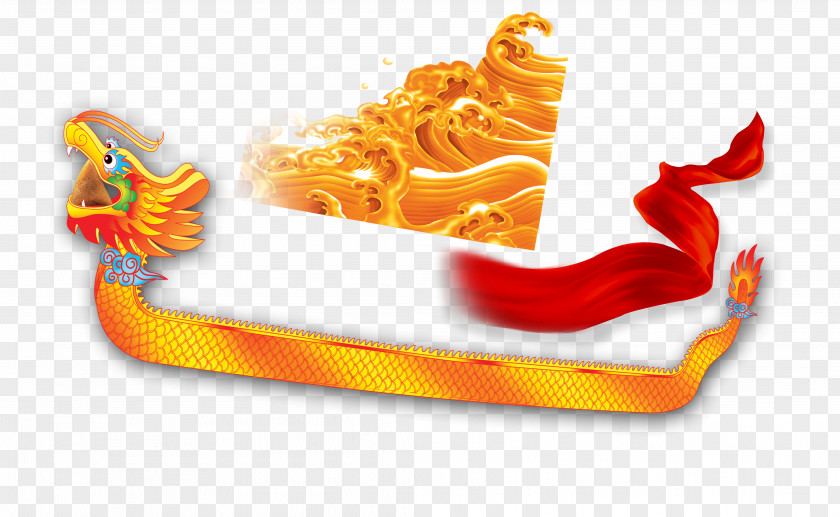 Golden Wave Decorative Yellow Dragon Boat Ribbon Gold Wind PNG