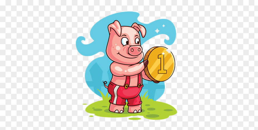 Gold Pig Cartoon Porky Domestic Illustration PNG