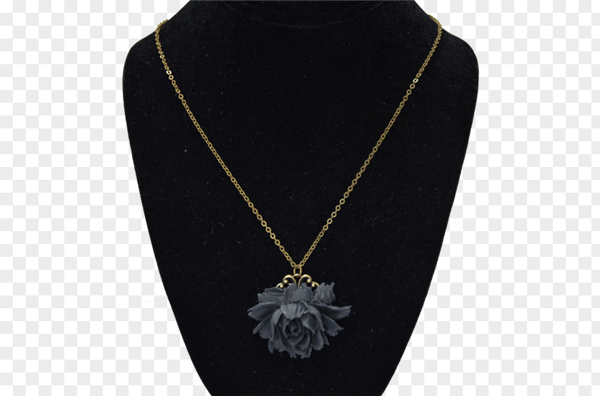 Gothic Rose Locket Necklace Black PNG