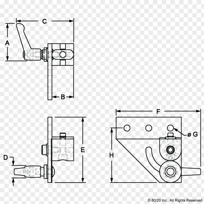 Three Dimensional 80/20 T-slot Nut Technical Drawing Bracket Angle PNG