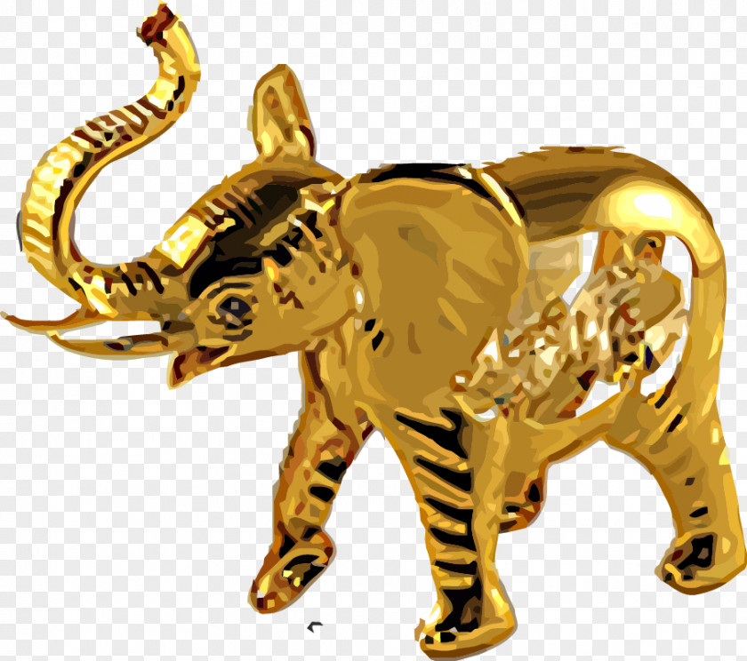 Vector Golden Elephant African Indian Gold PNG