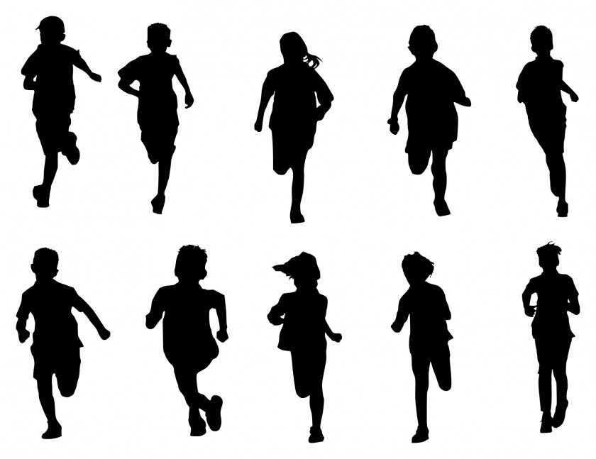 Running Man Silhouette Child Clip Art PNG