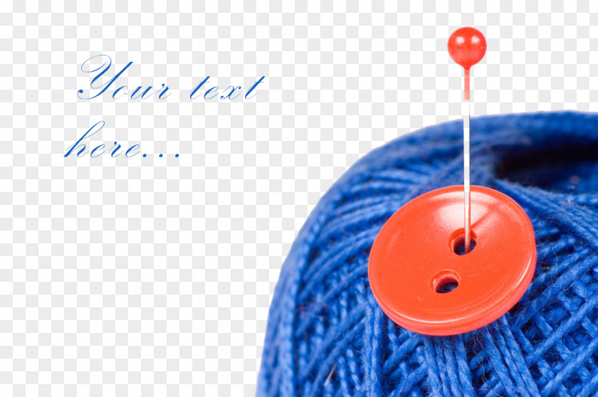 Blue Wool And Pin High-definition Buckle Material Button Sewing Needle PNG