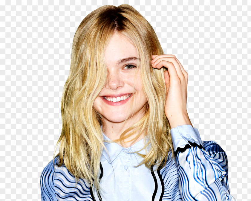 Elle Fanning Blond Hair Coloring Bangs Long PNG