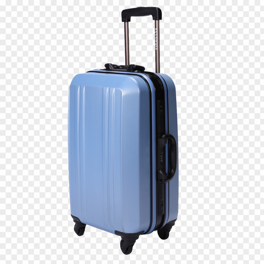 Light Blue Suitcase Travel Trolley PNG