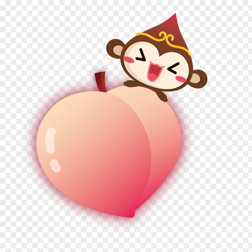 Vector Monkey And Peach Clip Art PNG