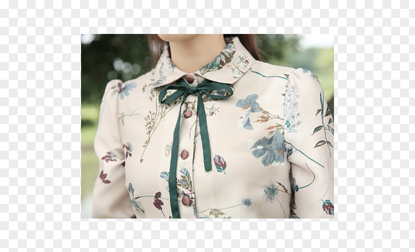 Autumn Wind Blouse Neck Dress Chiffon Fashion PNG