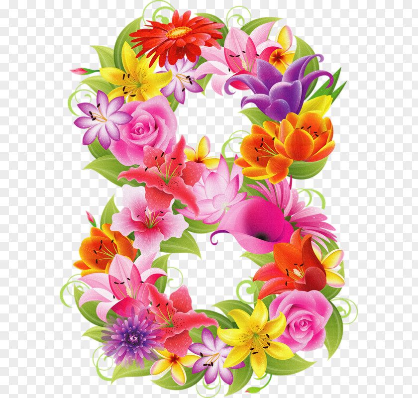 Flower Number Clip Art PNG