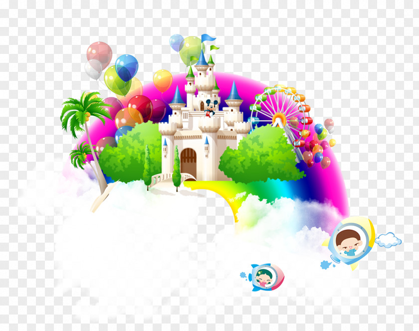 Castle Rainbows End Cartoon Child Silhouette Play PNG