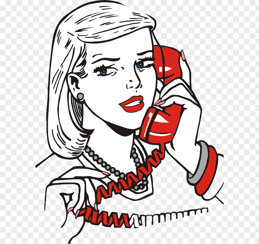 Foreign Women Call Line Art Cartoon Clip PNG