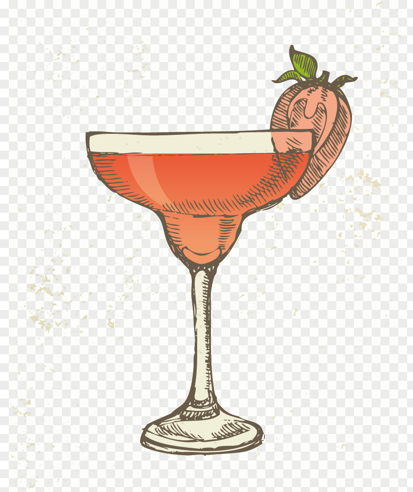 Hand-painted Strawberry Cocktail Margarita Iced Tea Drawing PNG