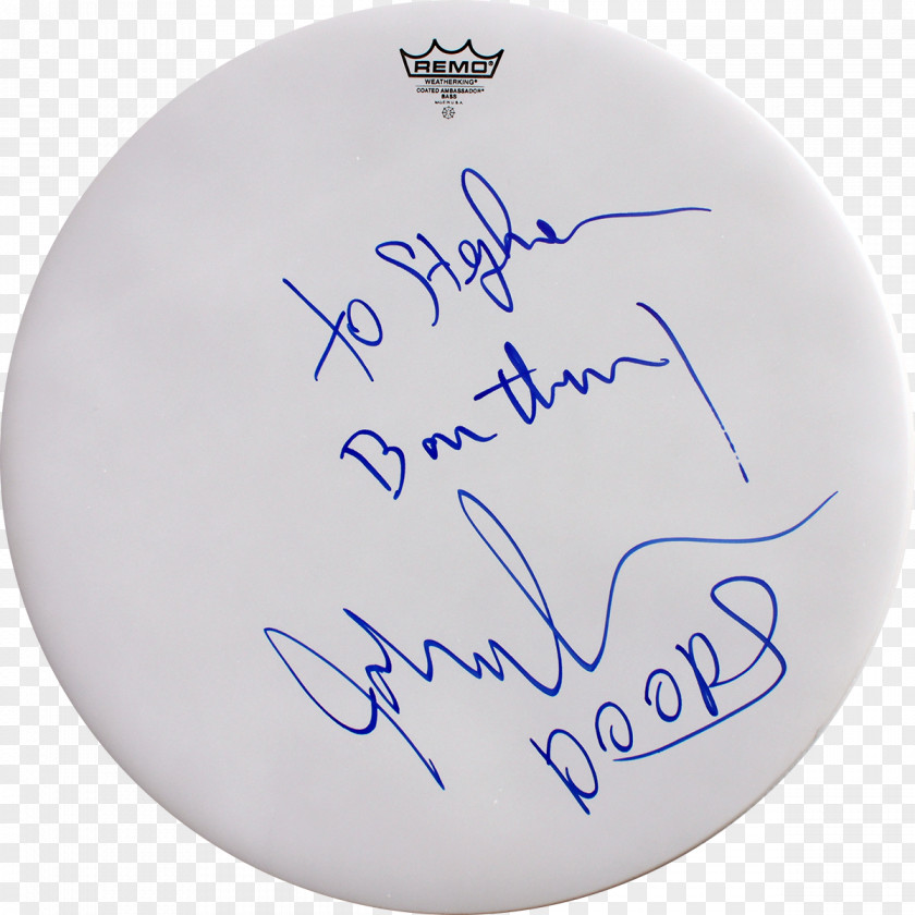 Robbie Morrison Drumhead The Doors Remo Autograph PNG