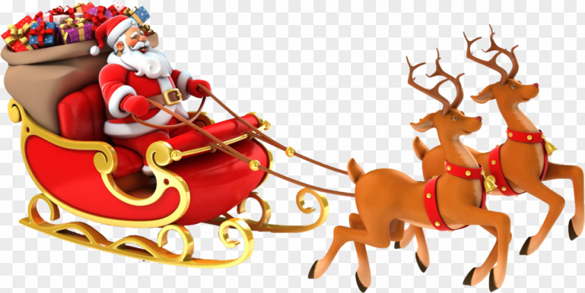 Santa Claus Reindeer Rudolph Sled Clip Art PNG