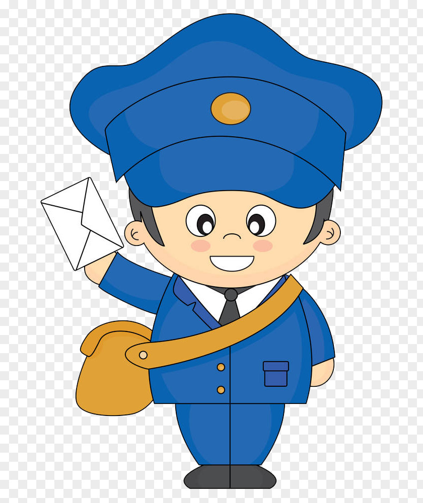 A Cartoon Postman With Blue Hat Mail Carrier Royalty-free Clip Art PNG