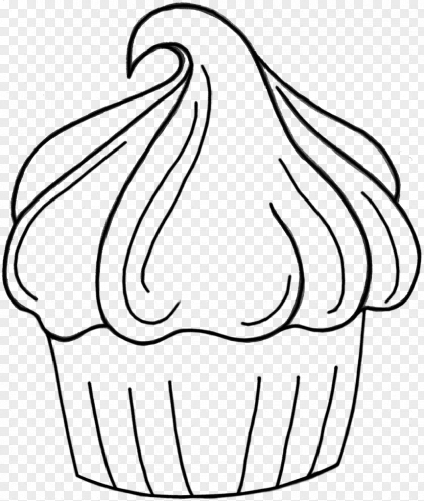 Cupcake Line Drawing Art Black And White Clip PNG