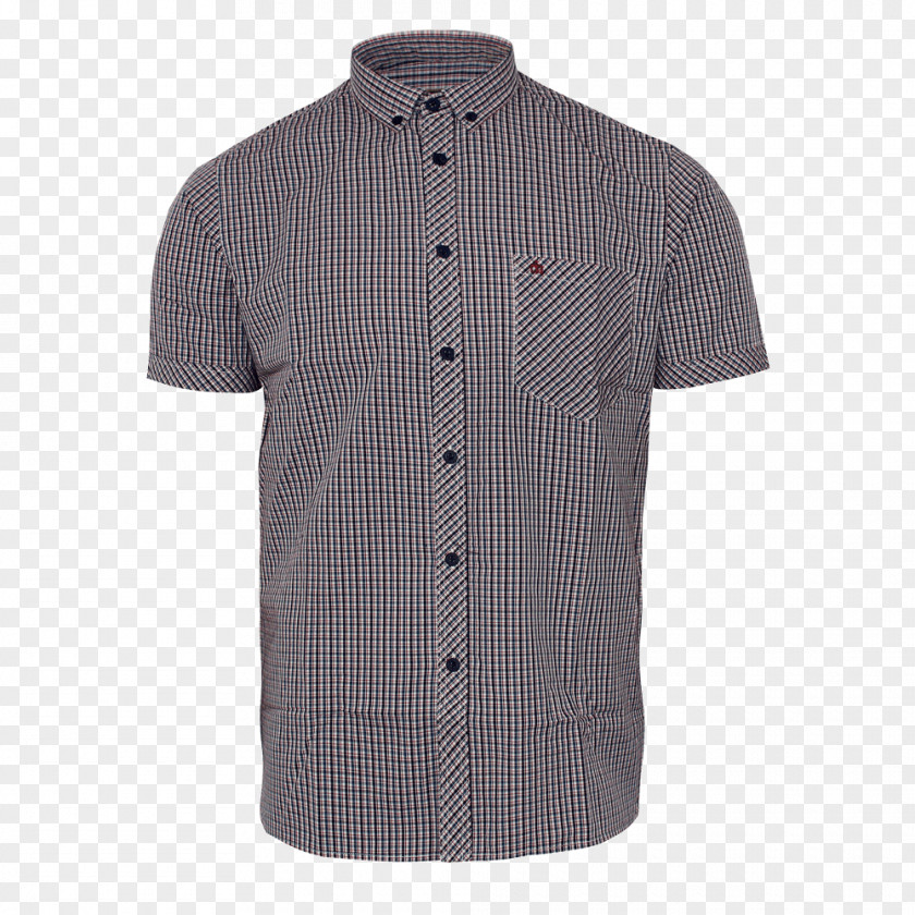 Shirt Sleeve Plaid Button Collar PNG