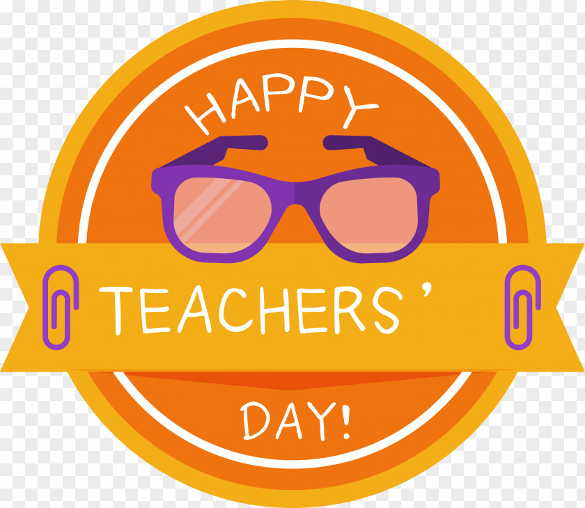 Orange Teacher's Day Glasses Label Sticker Teachers Clip Art PNG