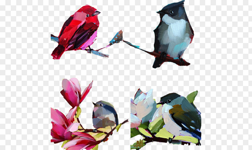 Creative Hand-painted Oil Painting Bird Pictures PNG