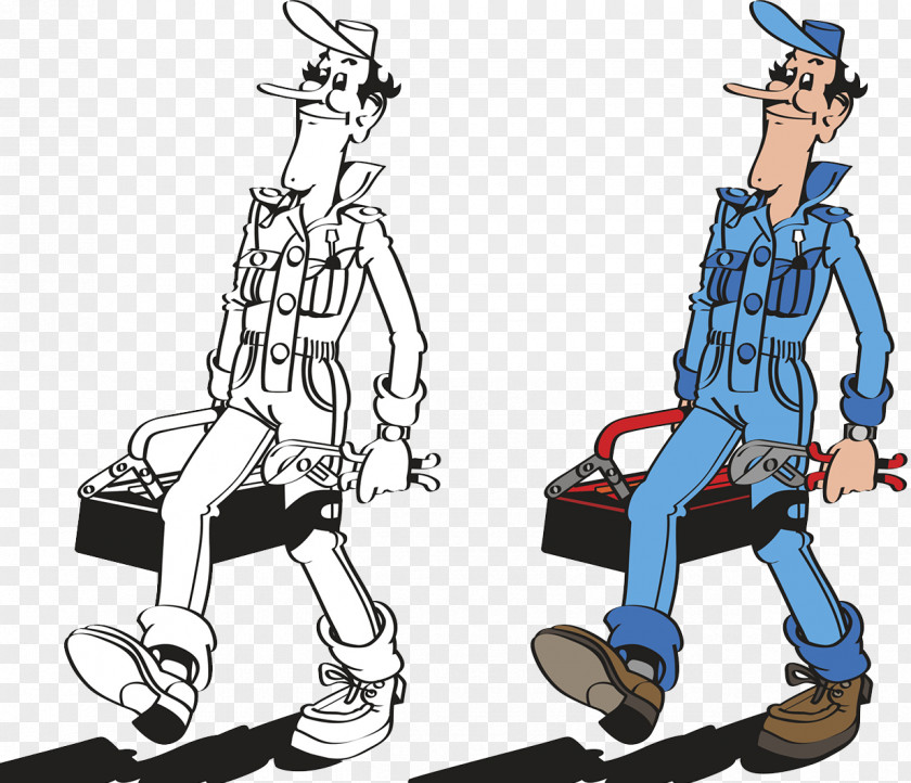 Install The Worker Drawing Illustration PNG