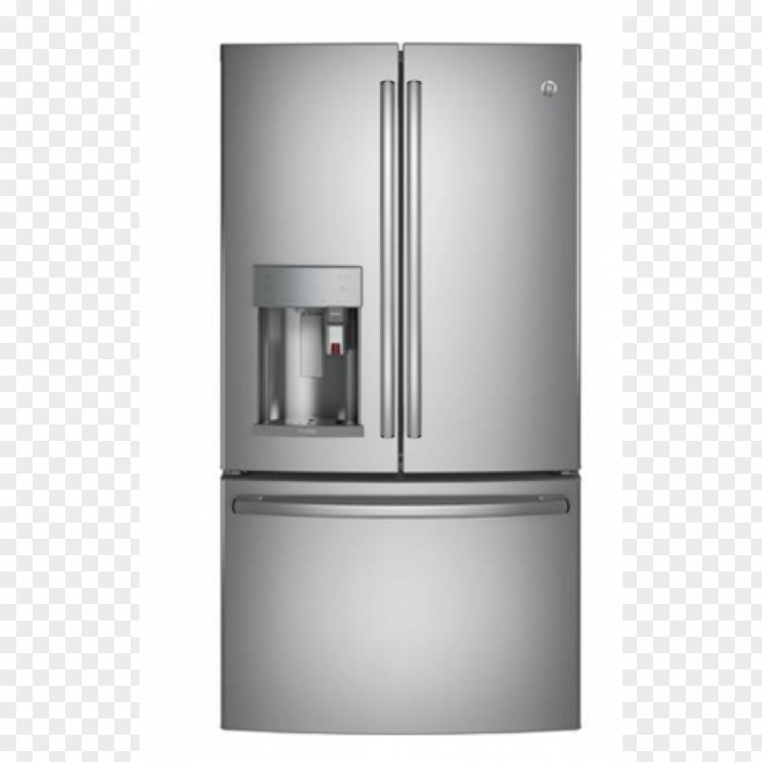 Stainless Steel Door Refrigerator General Electric Ice Makers Lowe's Home Appliance PNG