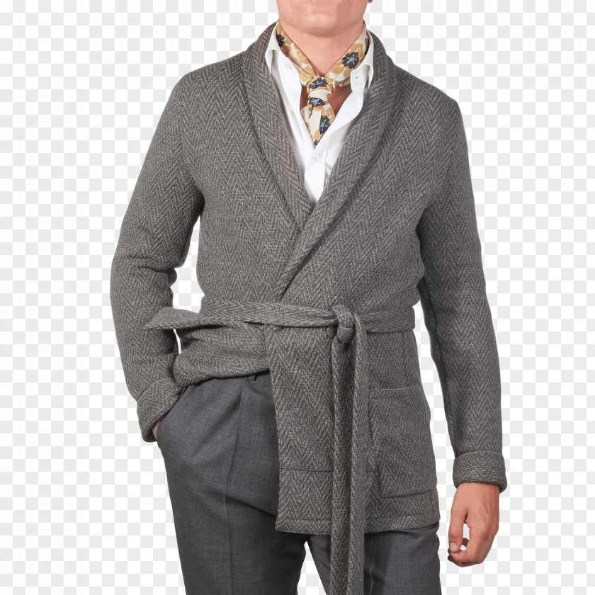 Belt Cardigan Collar Shawl Grey PNG