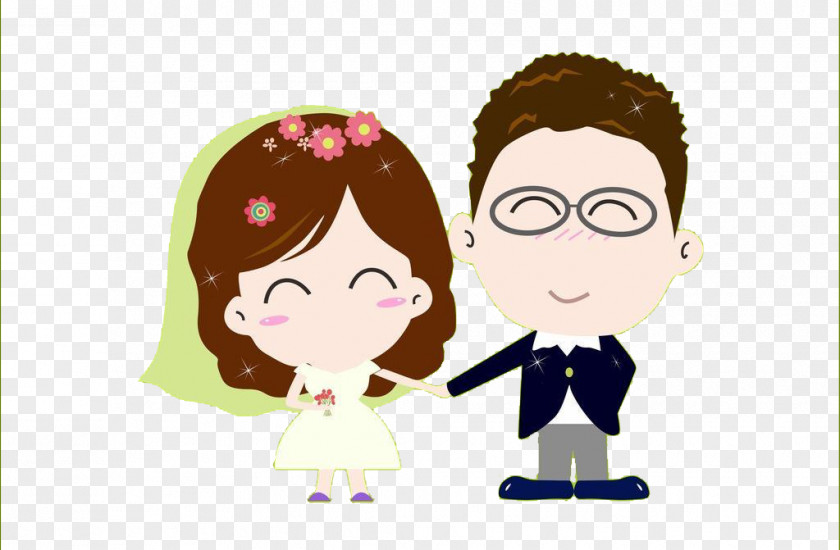 Cute Cartoon Wedding Portrait Figurine PNG