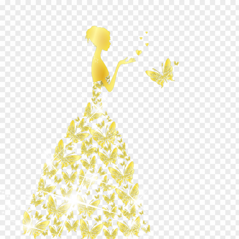 Golden Bride Gold Butterfly PNG
