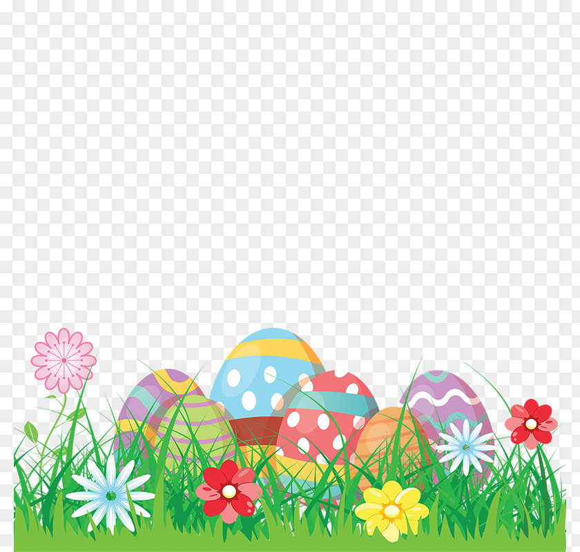 Colorful Easter Eggs Grass Flowers Vector Petal Floral Design Pattern PNG