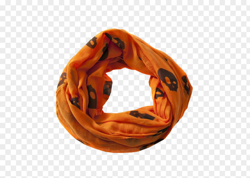 Orange Scarf Textile Black Cotton PNG