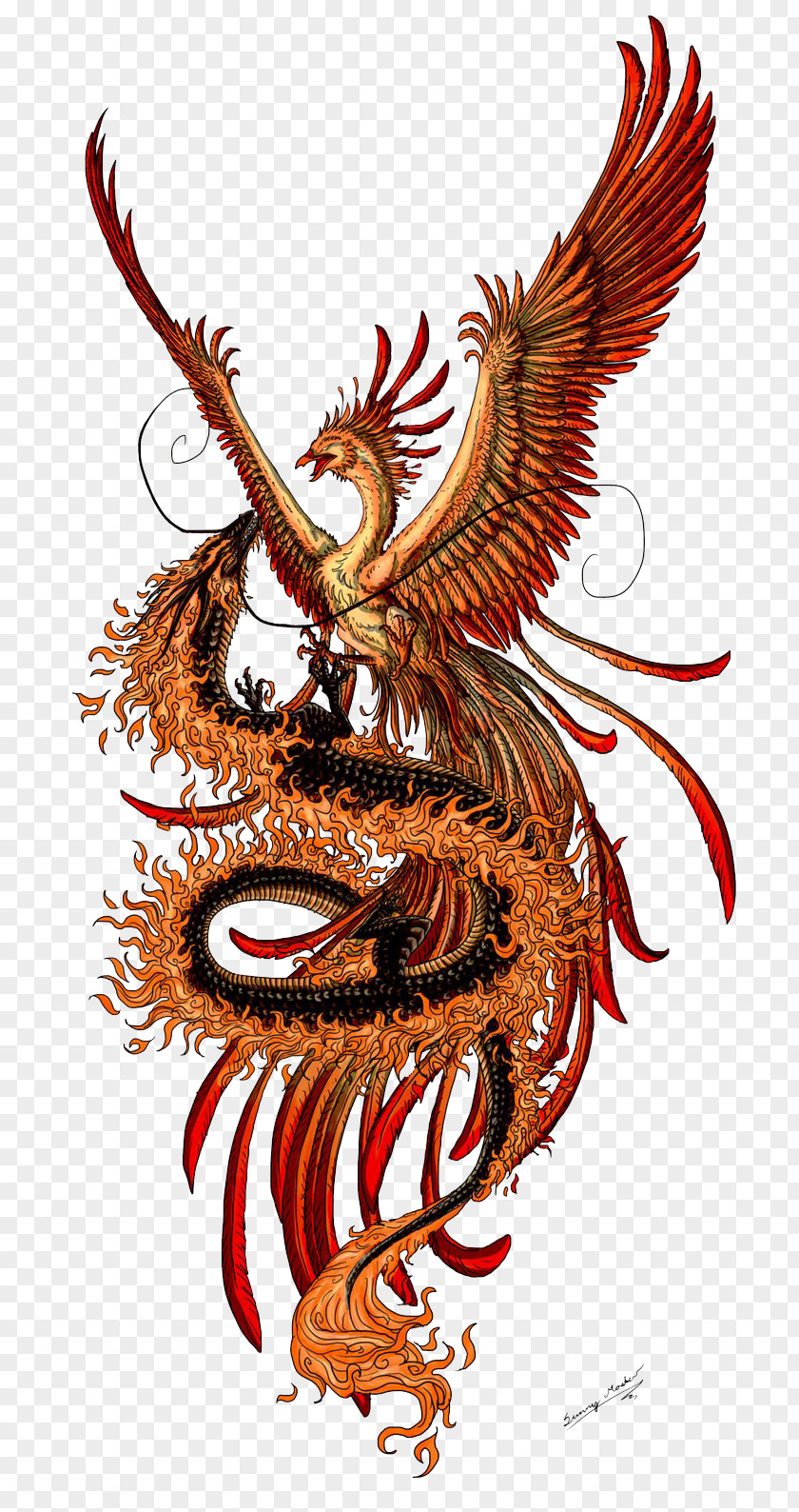 Phoenix Tattoos Transparent Images Chinese Dragon Fenghuang Tattoo PNG