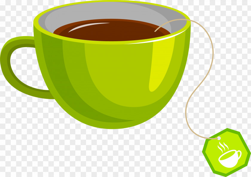 Vector Green Cup Tea Coffee Teacup PNG