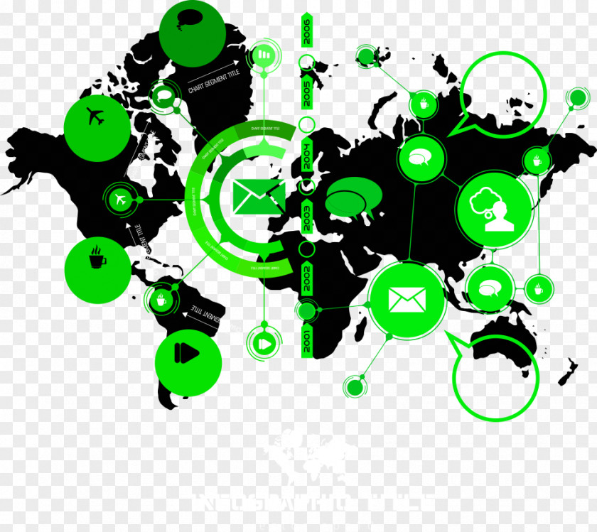 Vector Green Business Chart Globe World Map Illustration PNG