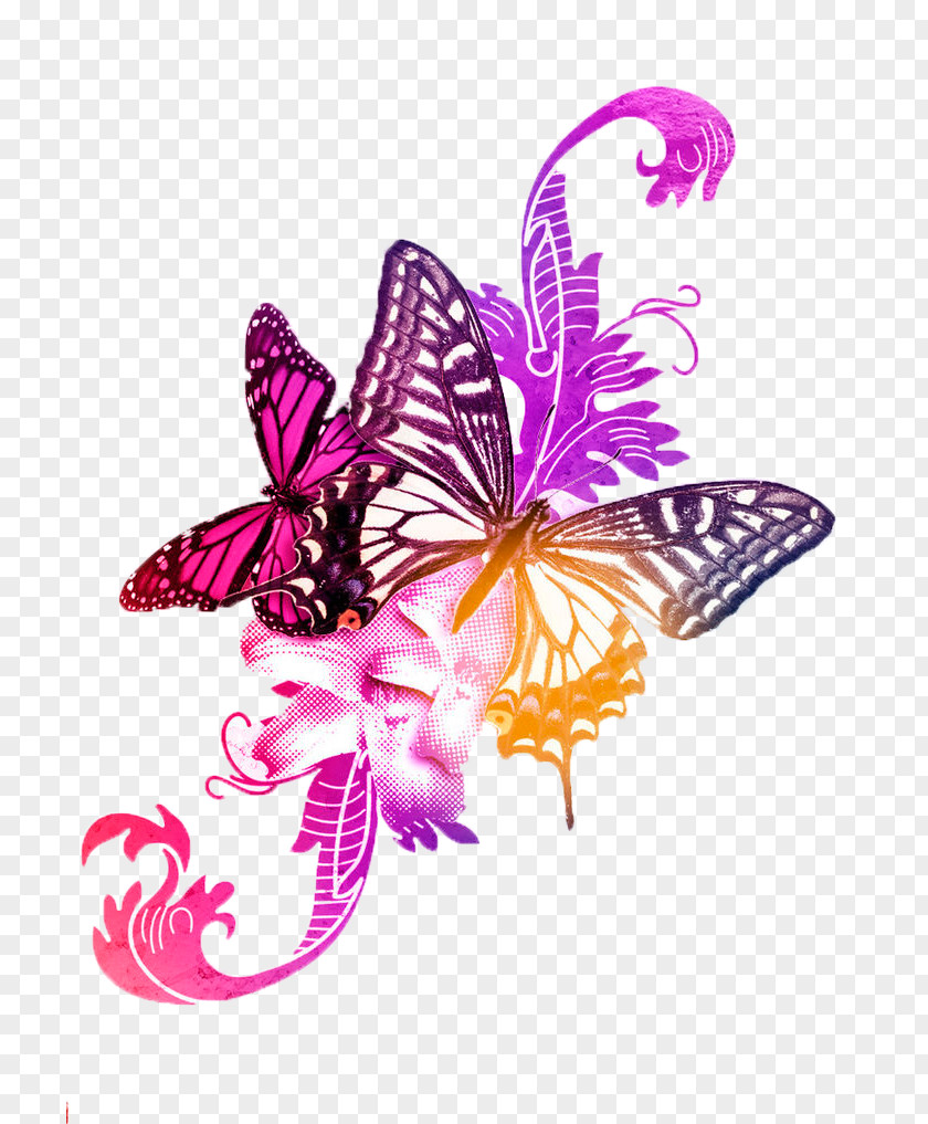 Purple Butterfly Decorative Pattern Monarch Motif PNG